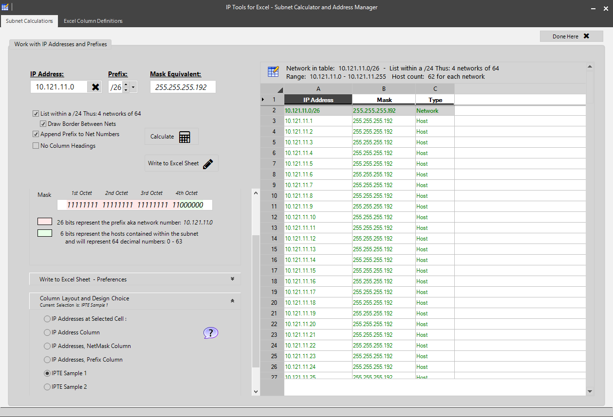 blank subnet mask table